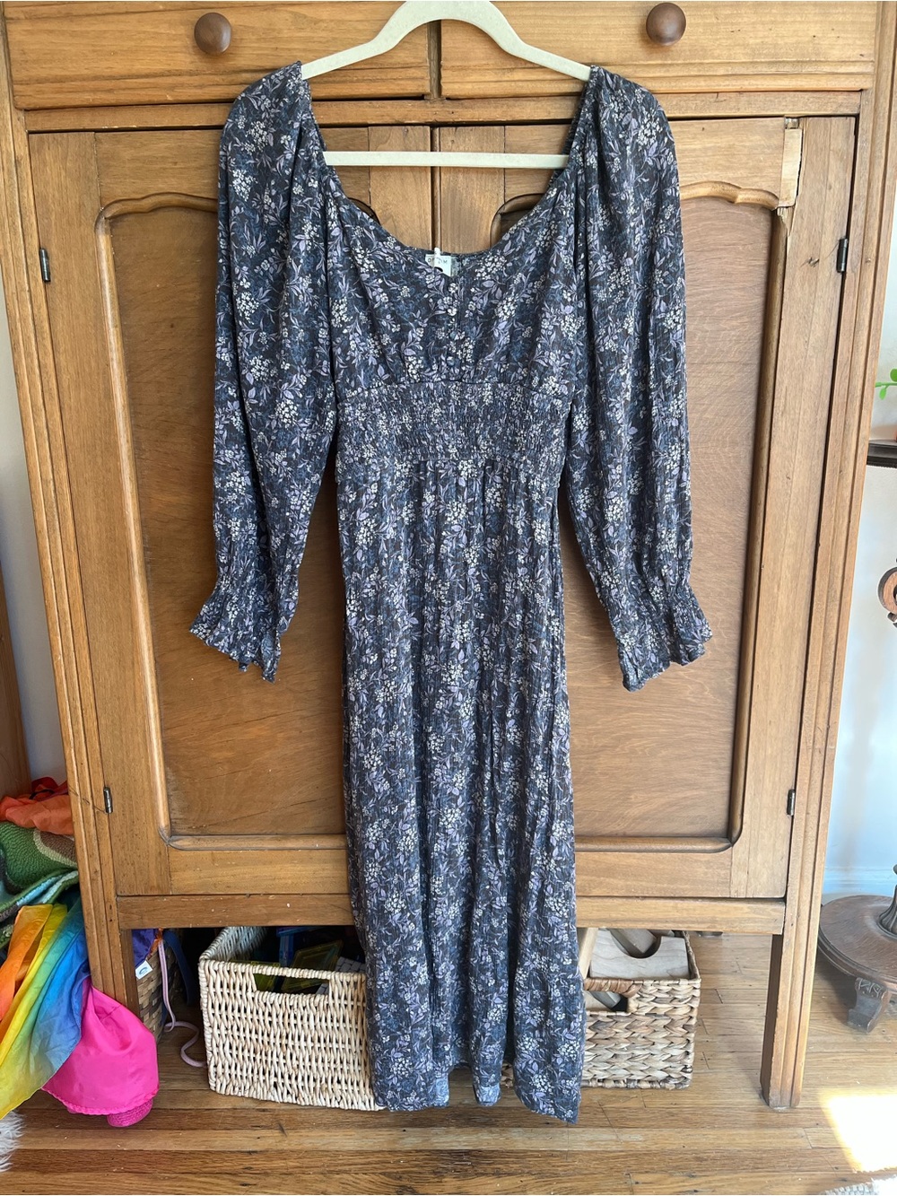 Dress Forum Blue Floral Smocked Midi Dress